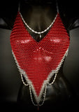 RED CHAINMAIL FESTIVAL 'V' SHIRT with DANGLE