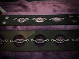 SUEDE LINED LEATHER CHOKER AND WRIST CUFF SET W/CHARMS