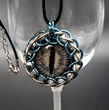 CHAMPAGNE AND SKY BLUE IN CHAINMAIL DRAGONS EYE