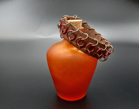 LEATHER AND CHAINMAIL BRACELET (7