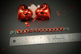 LIGHT GREEN AND RED ROSEBUD BRACELET (7inch)