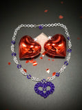 PURPLE CHAINMAIL HEART NECKLACE