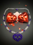 PURPLE CHAINMAIL HEART NECKLACE