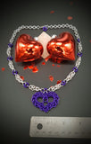 PURPLE CHAINMAIL HEART NECKLACE