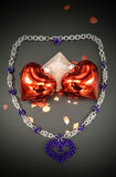 PURPLE CHAINMAIL HEART NECKLACE
