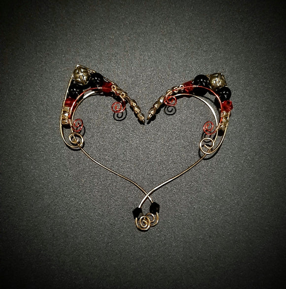 GOLD, RED AND BLACK ELF EARS